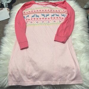 Size 10-12 Girls Cat & Jack Pink Winter Nightgown E2